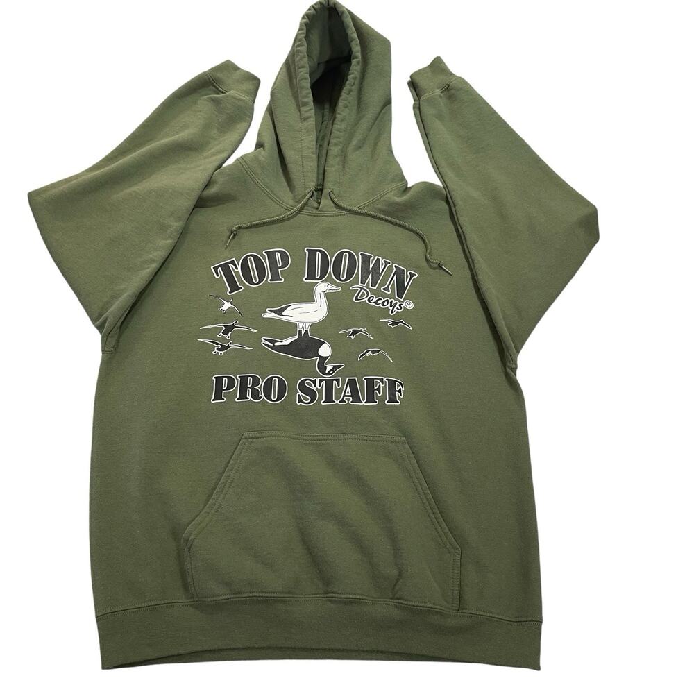 Grunt Style Top Down Decoys Hoodie Mens Large Green Hooded Pullover Sweatshirt